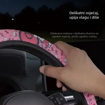 Navlaka za volan autom – sladak stil, površina od sintetičkih vlakana, universalno uklapanje, pogodno za sve sezone, mogućnost prilagođavanja