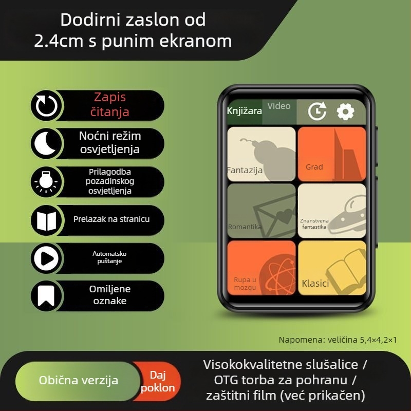 Bluetooth MP3/MP4 player s čitanjem e-knjiga i izlazom za vanjski zvučnik