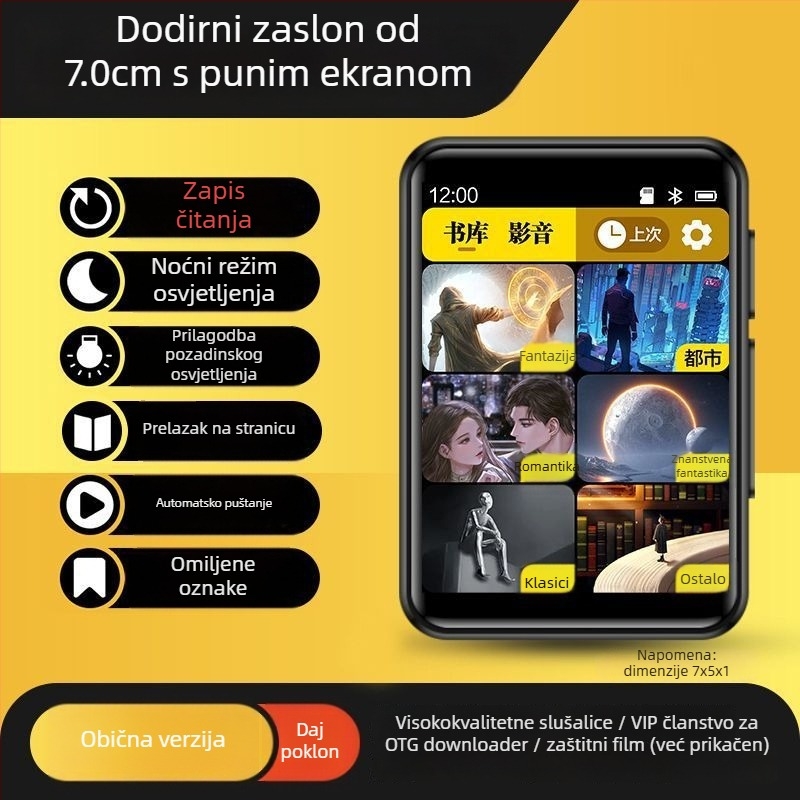 Bluetooth MP3/MP4 player s čitanjem e-knjiga i izlazom za vanjski zvučnik