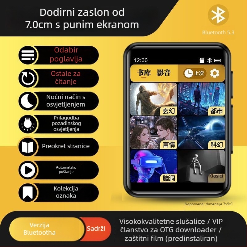 Bluetooth MP3/MP4 player s čitanjem e-knjiga i izlazom za vanjski zvučnik
