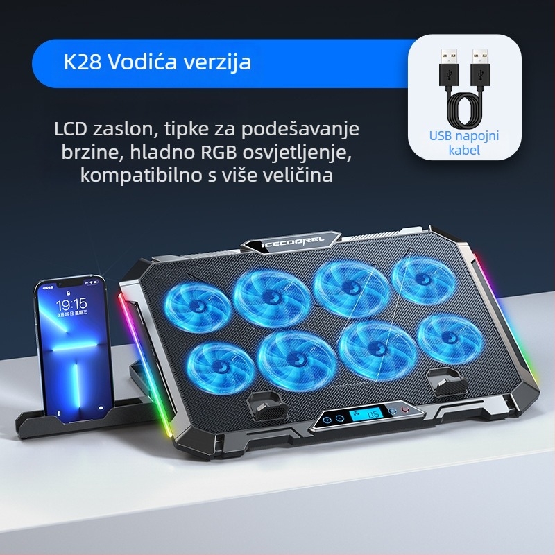 Držač za hlađenje prijenosnog računala s zračnim hlađenjem i tihim radom