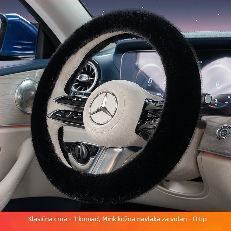 Navlaka za volan automobila od umjetnog pliša, zimski topli, univerzalna prilagodba, promjer 38 cm, za volane oblika D ili O