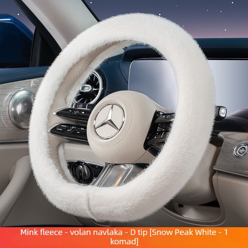 Navlaka za volan automobila od umjetnog pliša, zimski topli, univerzalna prilagodba, promjer 38 cm, za volane oblika D ili O