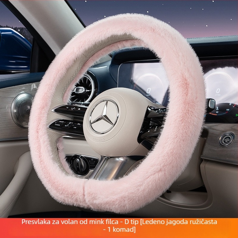 Navlaka za volan automobila od umjetnog pliša, zimski topli, univerzalna prilagodba, promjer 38 cm, za volane oblika D ili O