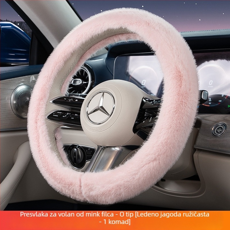 Navlaka za volan automobila od umjetnog pliša, zimski topli, univerzalna prilagodba, promjer 38 cm, za volane oblika D ili O