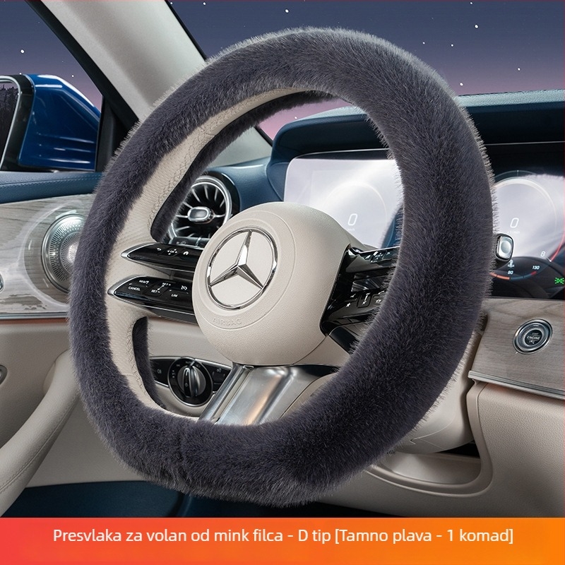 Navlaka za volan automobila od umjetnog pliša, zimski topli, univerzalna prilagodba, promjer 38 cm, za volane oblika D ili O