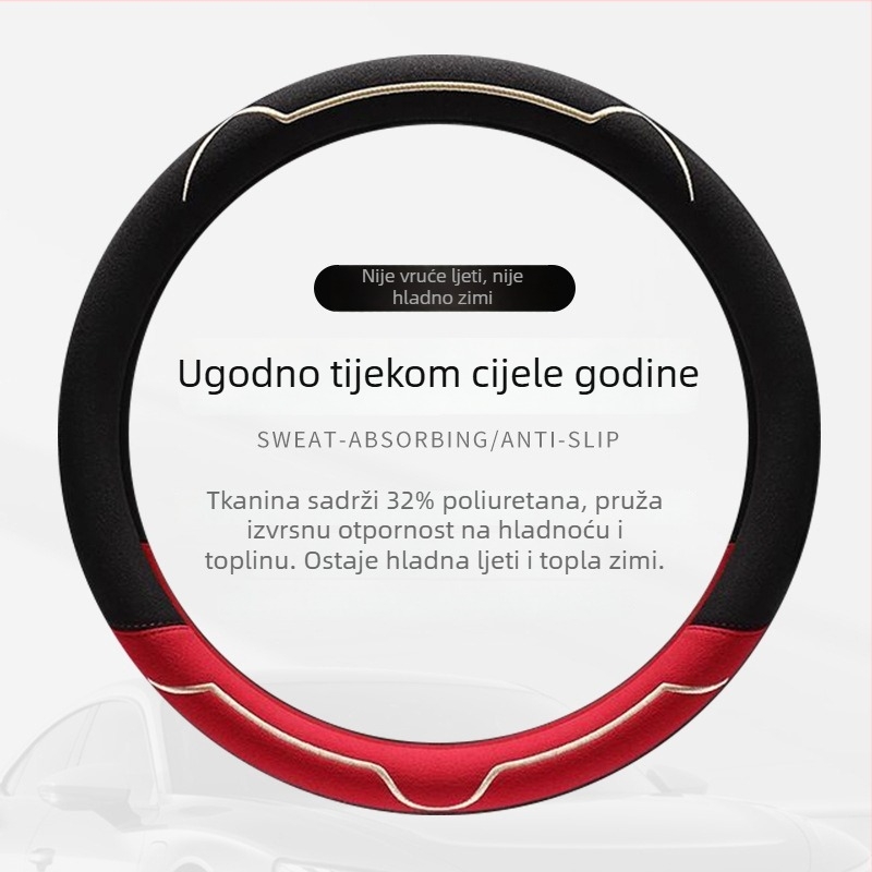Navlaka za volan, plišasta površina, za sve sezone, otporna na habanje, univerzalno pristajanje, ugradnja za automobil