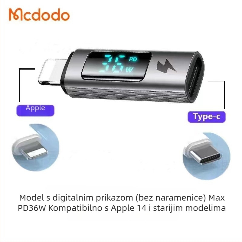 Mcdodo OT-553 Type-C na Lightning adapter za Android i Apple uređaje, brzo punjenje