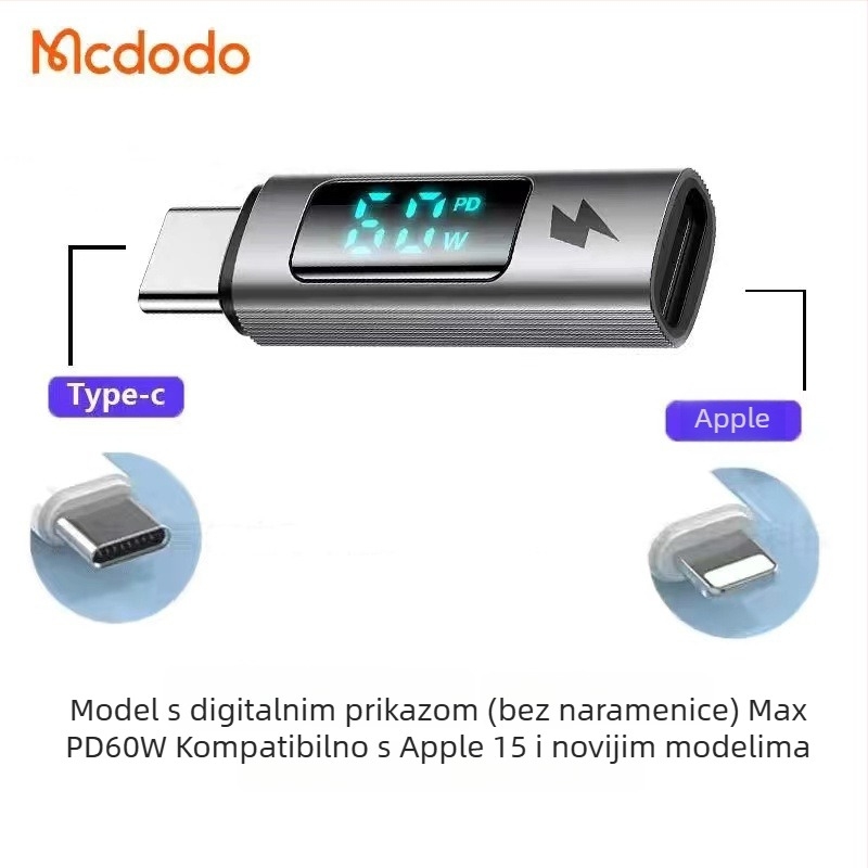 Mcdodo OT-553 Type-C na Lightning adapter za Android i Apple uređaje, brzo punjenje