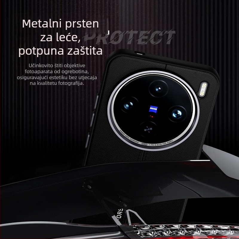 Vivo X200 Ultra magnetska futrola za telefon s metalnim objektivom, X300Pro zaštitno kućište otporno na padove, vrhunska kožna tekstura