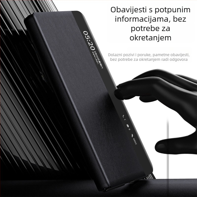 Službena kožna futrola za Honor MagicV3 s pametnim prozorom, ultra-tanka zaštitna futrola