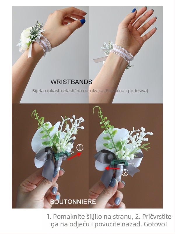 Corsage za zglob – kineski stil ruža corsage za nevjestu i djeverušu, poklon za školsku kolegicu, Božić, preseljenje