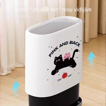 Ovalni koš za kupaonicu, dizajn crtića, 12 L, bez poklopca, od papira