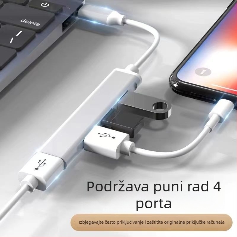 Pinyue USB-C hub, 4-u-1 USB 3.0 docking stanica, kabel duljine 19,4 cm, napajanje preko USB