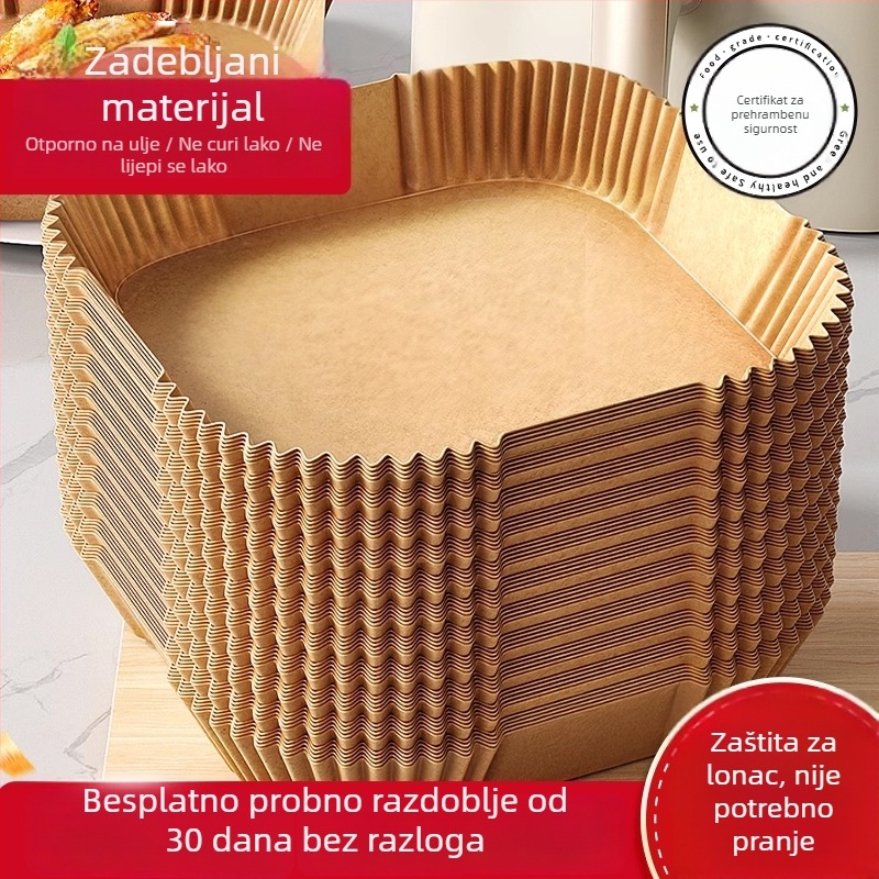 Papirnati poslužnik za fritiranje na zraku, masnootporan papir za pečenje sa silikonskim premazom, 35 g/m², marka Xian chu zhen