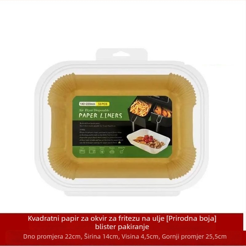 Papirnati poslužnik za fritiranje na zraku, masnootporan papir za pečenje sa silikonskim premazom, 35 g/m², marka Xian chu zhen