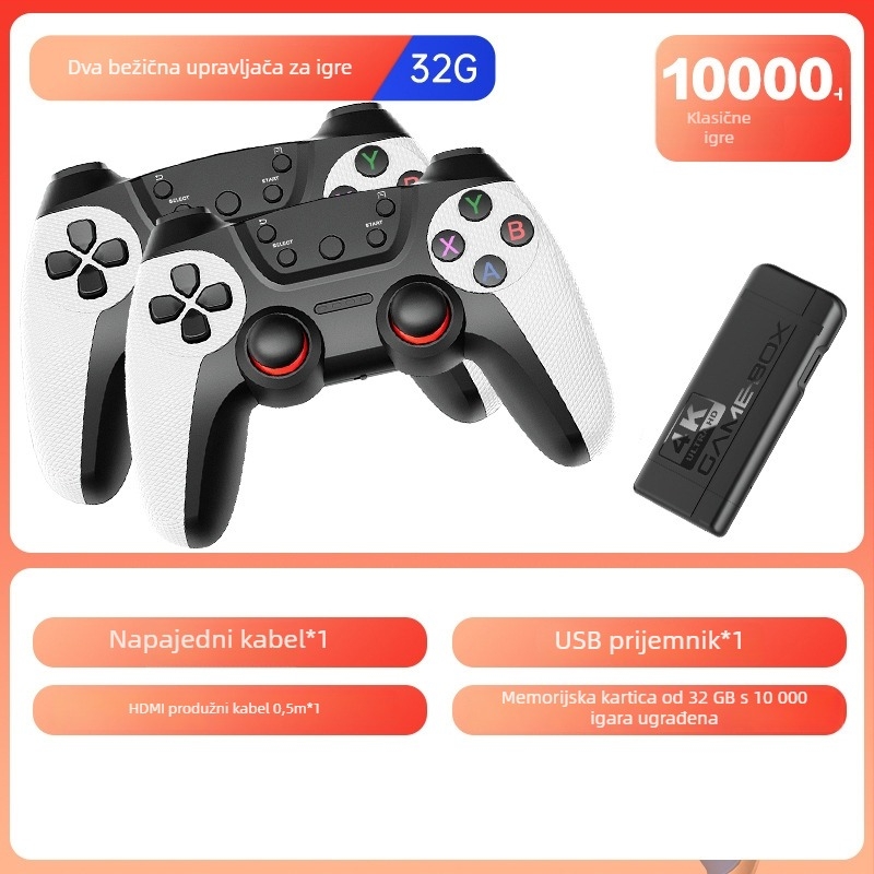 K9 bežična arkadna gaming konzola za 2–4 igrača, 32/64 GB, HDMI, simulacijski operativni sustav