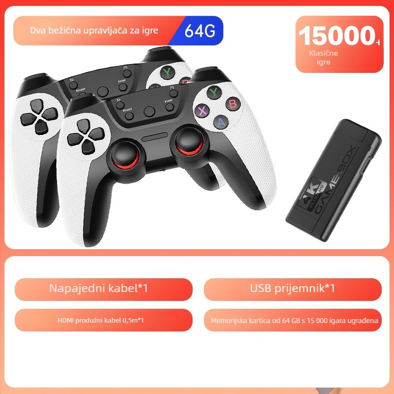 K9 bežična arkadna gaming konzola za 2–4 igrača, 32/64 GB, HDMI, simulacijski operativni sustav