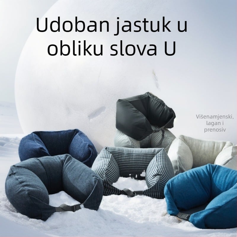 U-oblika putni jastuk za vrat – višestruka podrška za odmor i spavanje, napunjen pjenom