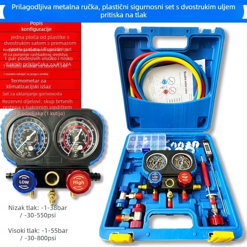 Precizni mjerač tlaka za automobilsku klimatizaciju, za R134A rashladno sredstvo, model 8001 – raspon 0-55 MPa, temperatura okoline -10 do 40 °C