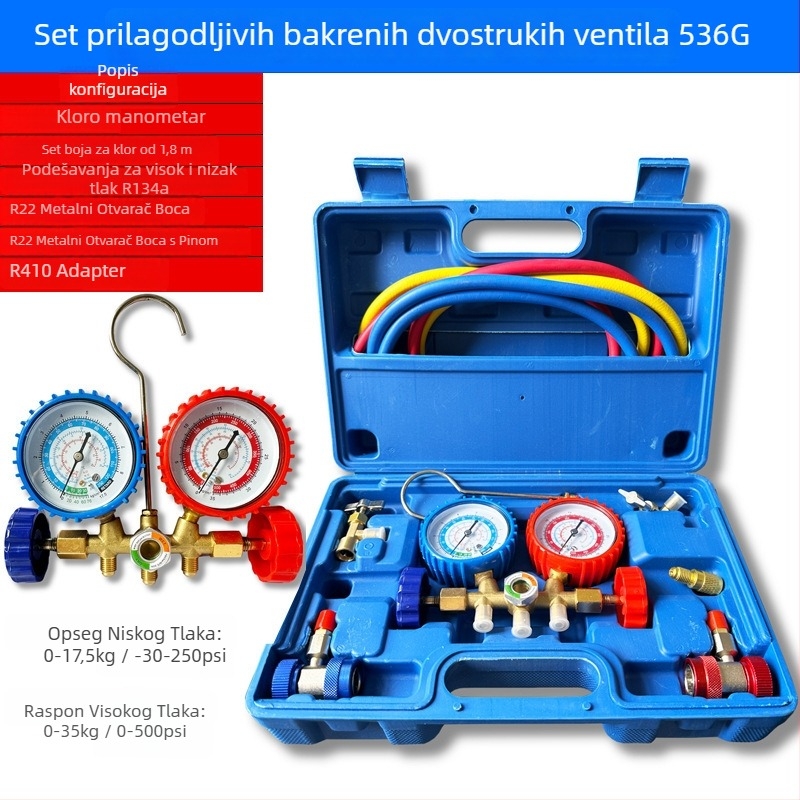Precizni mjerač tlaka za automobilsku klimatizaciju, za R134A rashladno sredstvo, model 8001 – raspon 0-55 MPa, temperatura okoline -10 do 40 °C