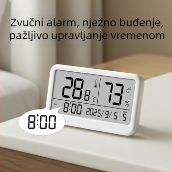 Unutarnji digitalni mjerač temperature i vlage — ultra-tanki mini termometar s magnetnim budilicom (napajanje 1,5V baterijom)
