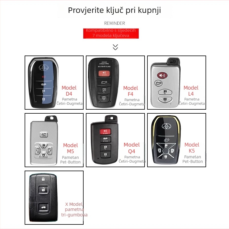 Amuda futrola za ključ Toyota, teleća koža, jednostavan stil, prilagodljivo