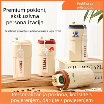 Poslovni termos šalica s prilagođenim logotipom – 316 nehrđajućeg čelika, vakuumska izolacija 0–6 sati, tiskani logotip, prijenosna, u poklon kutiji