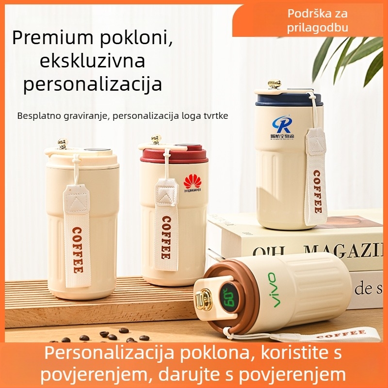 Poslovni termos šalica s prilagođenim logotipom – 316 nehrđajućeg čelika, vakuumska izolacija 0–6 sati, tiskani logotip, prijenosna, u poklon kutiji