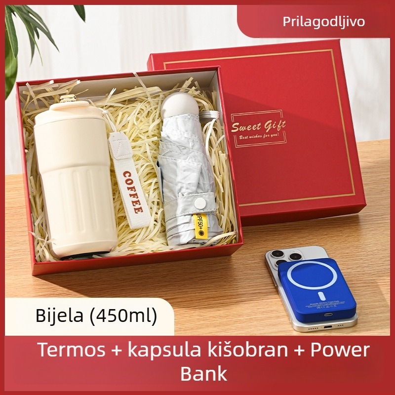 Poslovni termos šalica s prilagođenim logotipom – 316 nehrđajućeg čelika, vakuumska izolacija 0–6 sati, tiskani logotip, prijenosna, u poklon kutiji
