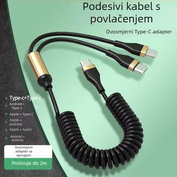 WAITU 3-u-1 auto kabel za podatke s Lightning, Micro USB i Type-C, teleskopiski dizajn, dvostruki izlaz, TPE materijal