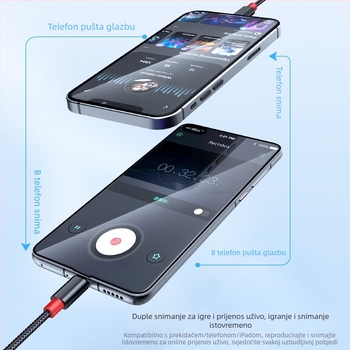 Audio kabel za snimanje, dvokanalan stereo, dvosmjeran, Hi-Fi, 384 kHz/32-bit