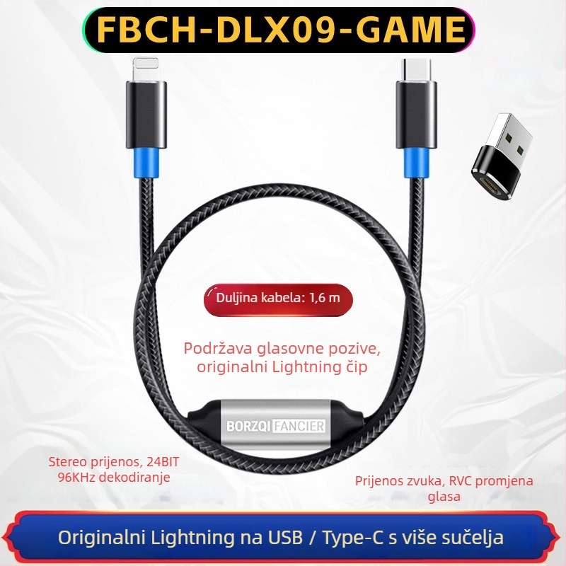 Audio kabel za snimanje, dvokanalan stereo, dvosmjeran, Hi-Fi, 384 kHz/32-bit