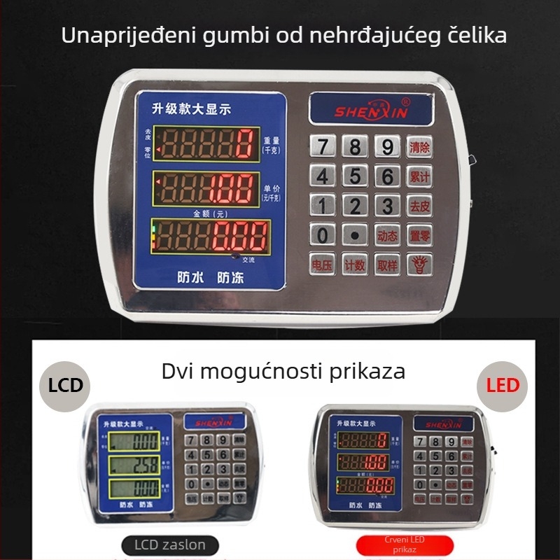 Shenxin 150kgF sklopiva podna elektronička vaga, baterijsko napajanje, namijenjena vaganju povrća, raspon mjerenja 50 g–150 kg