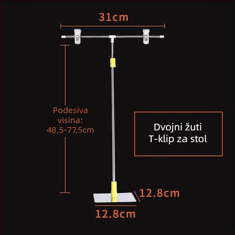 Stalak za plakate od nehrđajućeg čelika, stolni, teleskopski, L-oblik klip KT ploče za supermarket