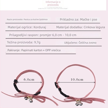 Dodaci za ogrlicu kućnih ljubimaca s mašnicom i zvoncem — podesiva baršunasta nit, karikatura uzorak