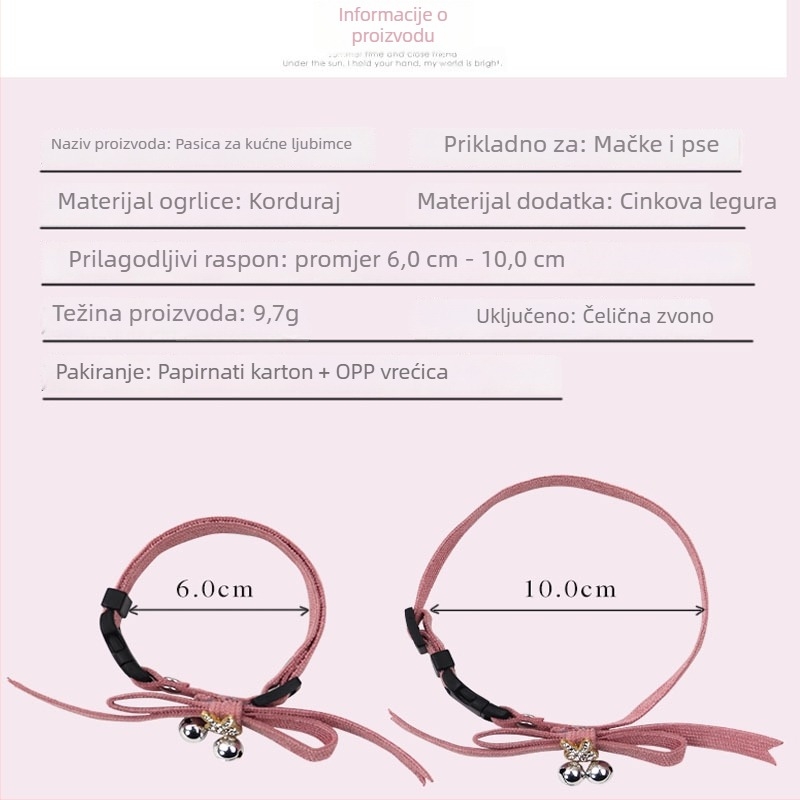 Dodaci za ogrlicu kućnih ljubimaca s mašnicom i zvoncem — podesiva baršunasta nit, karikatura uzorak