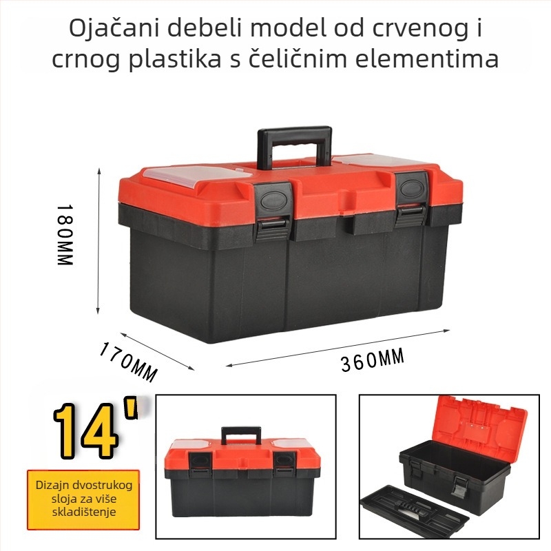 Plastična kutija za alate s dvostrukom debelom konstrukcijom, nosivost 30 kg — za kućnu upotrebu, radionu, skladištenje i održavanje