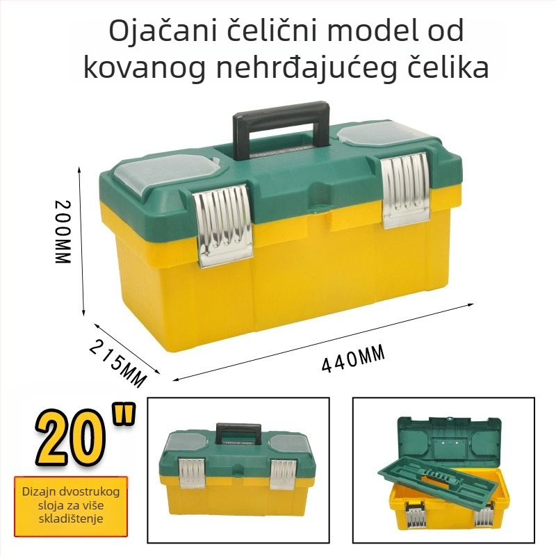 Plastična kutija za alate s dvostrukom debelom konstrukcijom, nosivost 30 kg — za kućnu upotrebu, radionu, skladištenje i održavanje