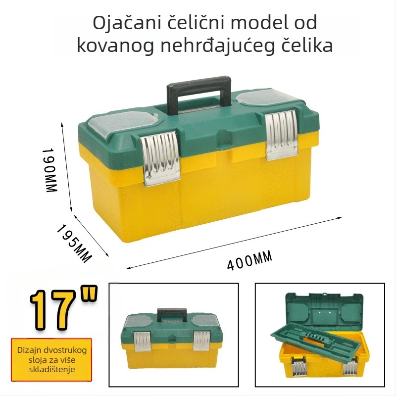 Plastična kutija za alate s dvostrukom debelom konstrukcijom, nosivost 30 kg — za kućnu upotrebu, radionu, skladištenje i održavanje