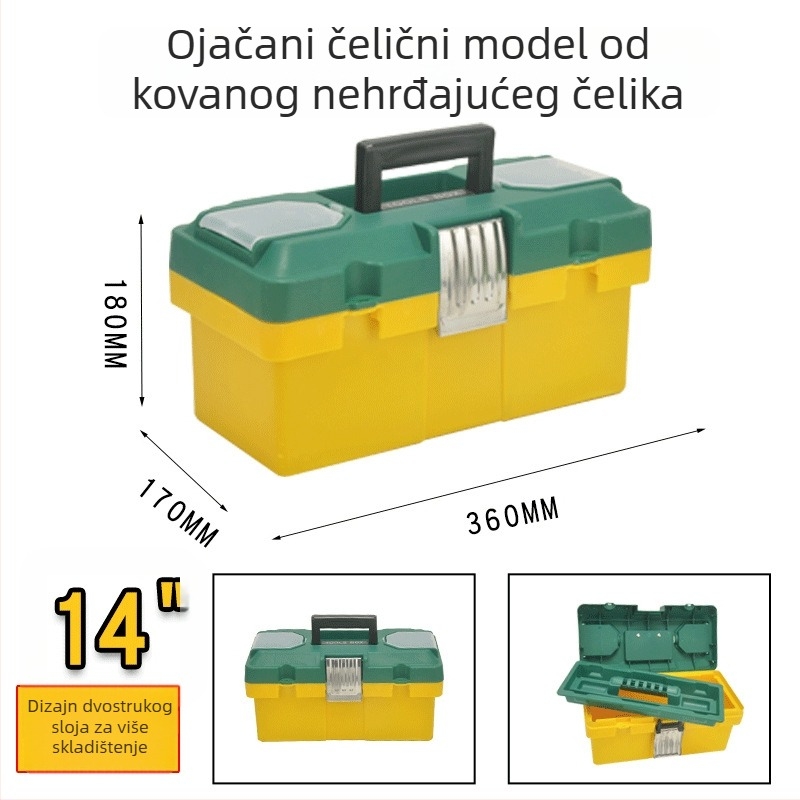 Plastična kutija za alate s dvostrukom debelom konstrukcijom, nosivost 30 kg — za kućnu upotrebu, radionu, skladištenje i održavanje