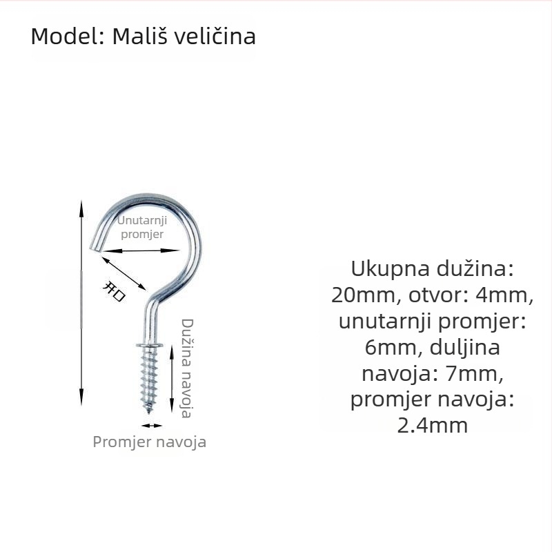 Kovane željezne kukice za čaše, set od 10 komada s samoreznim vijcima, moderan i jednostavan dizajn, nosivost 3–5 kg