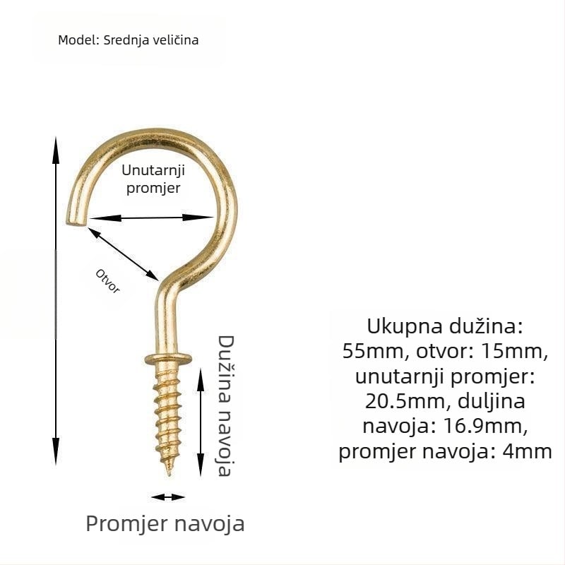 Kovane željezne kukice za čaše, set od 10 komada s samoreznim vijcima, moderan i jednostavan dizajn, nosivost 3–5 kg