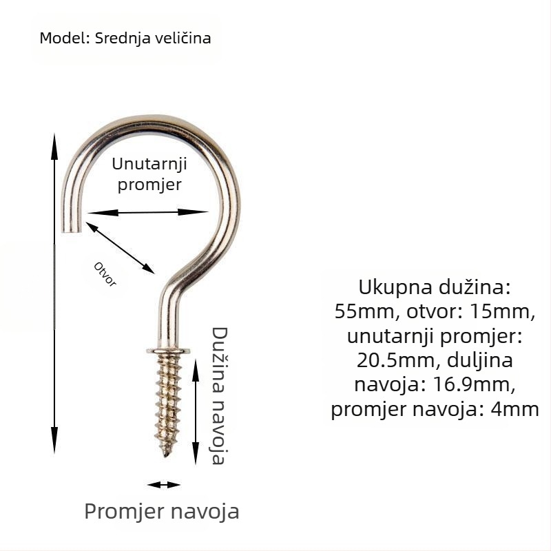 Kovane željezne kukice za čaše, set od 10 komada s samoreznim vijcima, moderan i jednostavan dizajn, nosivost 3–5 kg