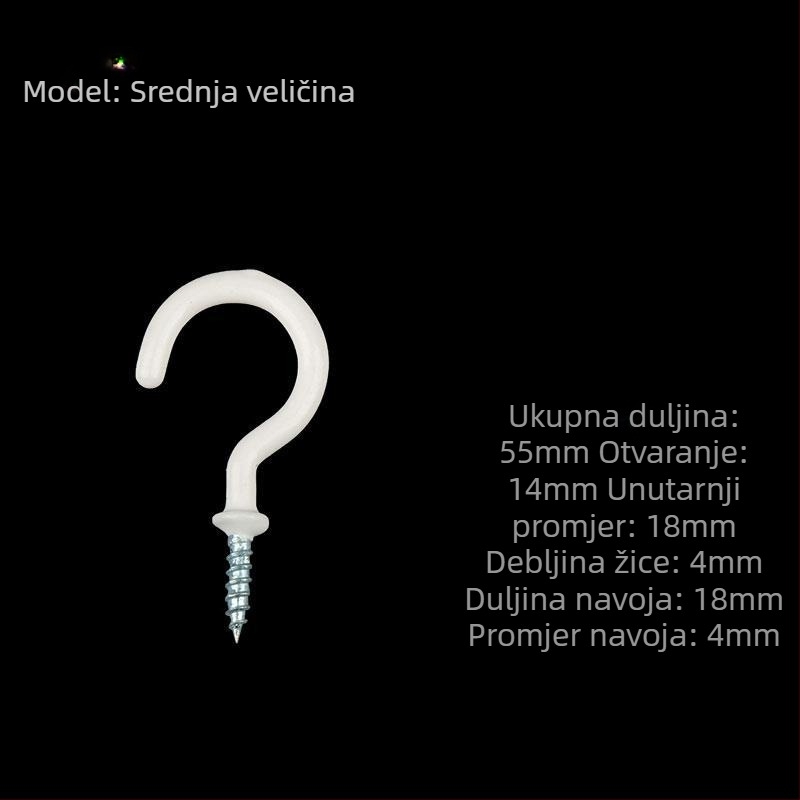 Kovane željezne kukice za čaše, set od 10 komada s samoreznim vijcima, moderan i jednostavan dizajn, nosivost 3–5 kg