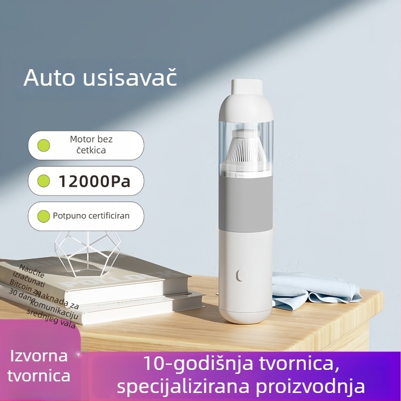 Bežični ručni usisavač za automobil s izuzetnom snagom usisavanja, prijenosni usisavač s funkcijom usisavanja i izduvavanja