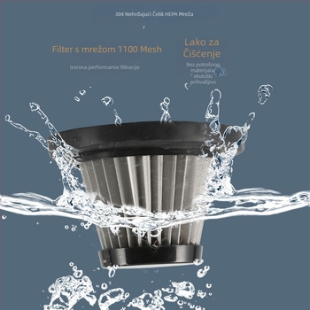 Prijenosni automobilski usisavač s metalnim HEPA filtrom koji se može prati, sterilizacija, 90W, 7.4V, 5500Pa usisavanje