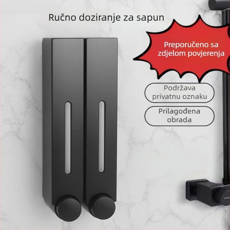 Zidni dozator sapuna - pritisni tip, bez bušenja, materijal ABS+GPPS+PP, tehnologija proizvodnje: ubrizgavanje, moderni minimalistički stil