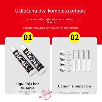 Držač ručnika od 304 nerđajućeg čelika, bez bušenja, 2 sloja, kupaonica, nosivost 60 kg