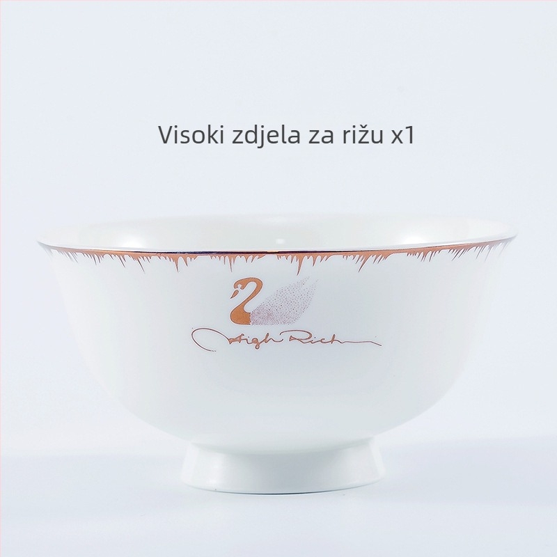 Porcelanske zdjele set, mikrovalno sigurno, okrugli oblik, moderni minimalistički stil, logo tiskano.